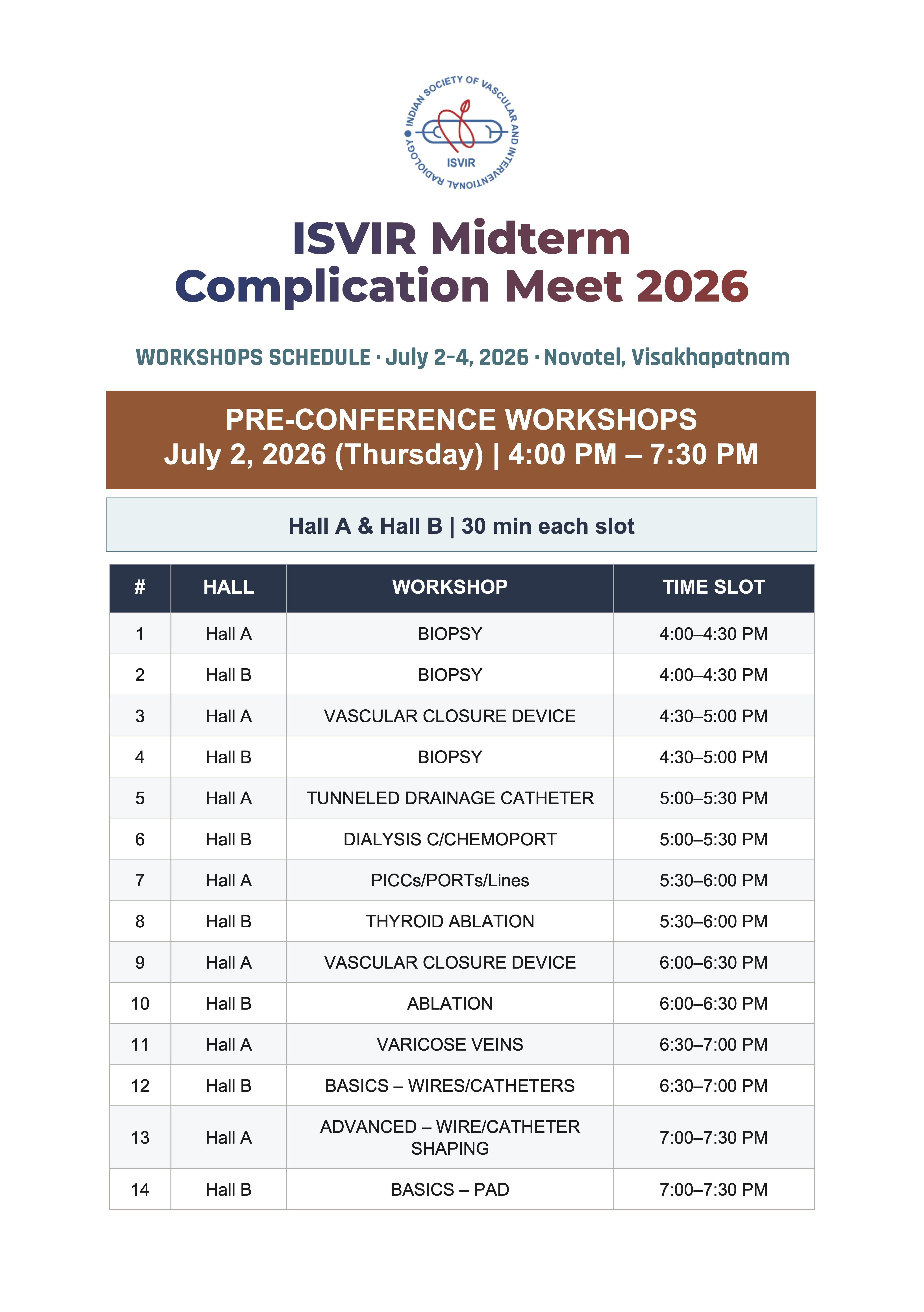 ISVIR Workshop Schedule Page 1